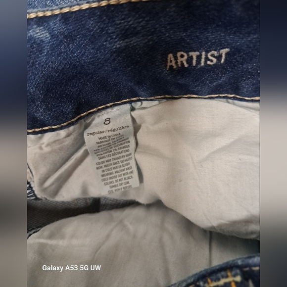 American Eagle 8 Stretch Blue Jeans Artist Zipper Fly 5 Pocket Low Rise Waist - Picture 4 of 6